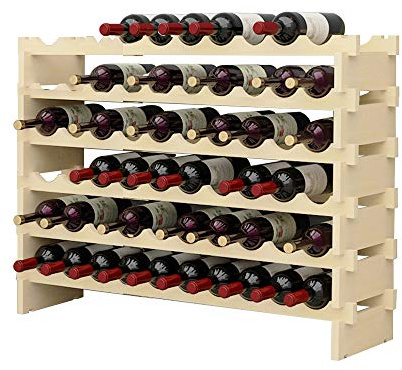 DlandHome Weinregal Holz Stapelbar Weinregale aus Holz mit 6 Ebenen für 60 Flaschen weinregal Holz flaschenregal für Bar, Küche, Esszimmer 110x30x81cm