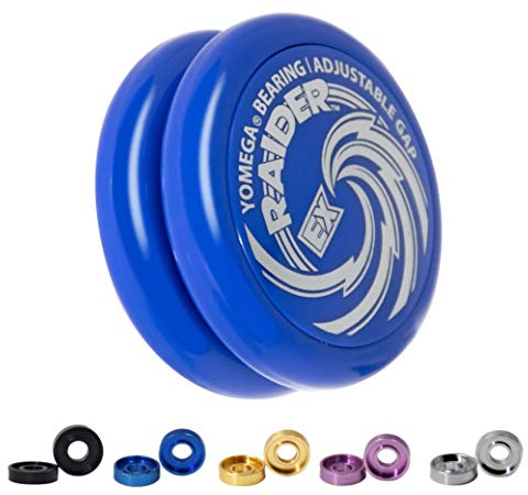 Yomega Raider Ex - Professional Responsive Ball Bearing yoyo, Great for Advanced String Tricks and Looping Play + 5 spacers + Extra 2 Strings (blue)