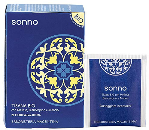 Erboristeria Magentina - TISANA SONNO 20 filtri con Melissa, Biancospino e Arancio