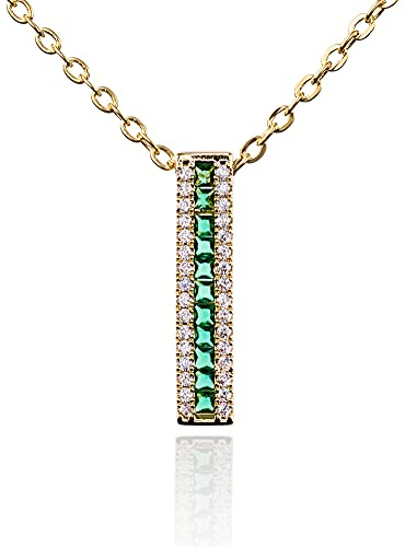 namana Bunter Anhänger mit Kette für Damen. Halskette für Frauen mit blauen, roten, grünen oder bunten CZ Steinen. Farbige Edelsteinhalsketten mit Geschenkbox.