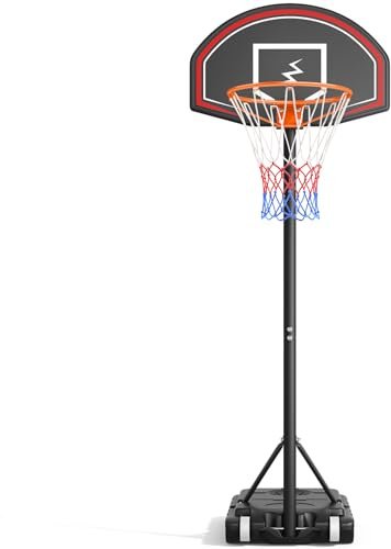 YOLEO Panier de Basket-Ball Extérieur pour Enfants 110 – 210 cm Réglable, Mobile avec Roues, Système de Filet Cercle de Basket-Ball avec Roues, Noir