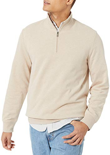 Amazon Essentials Uomo Felpa con Collo a Lupetto Leggera in Spugna Francese con Cerniera Sul Collo