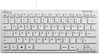 MediaRange kabelgebundene Kompakt-Tastatur mit 78 ultraflachen Tasten, QWERTZ, weiß