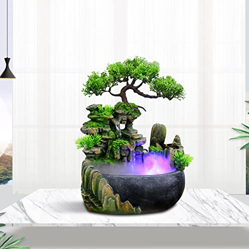 Fontaine de table - 200 x 150 x 280 mm - Jeu d'eau - Décoration de jardin de rocaille - Fontaine d'intérieur - LED - Cascade - Cadeau