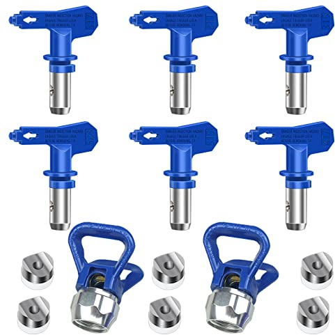 6 Pieces Reversible Airless Paint Sprayer Nozzle Tips, Airless Paint Spray Guns Airless Sprayer Spraying Machine Parts for Homes Buildings Decks or Fences (211, 315, 417, 517, 515, 523)
