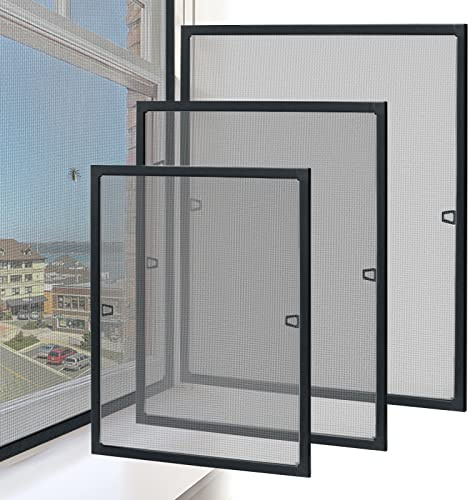 ACXIN Aluminiumgitter, Mückensichere Fenster, Mückengitter, Fliegengitter mit Rahmen ohne Bohren und Schrauben, Anthrazit, 100x120cm