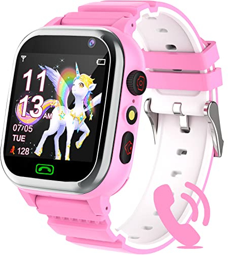 montre connectée pour enfants - Téléphone intelligent pour filles et garçons - Avec appel, SOS, 26 jeux, compteur de pas, musique, appareil photo, réveil, mode scolaire