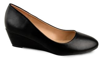 Womens Court Shoes Ladies Low Wedge Mid Heel Comfort Cushioned Work Office Smart Dolly Closed Toe Sandals Size Black Faux Leather