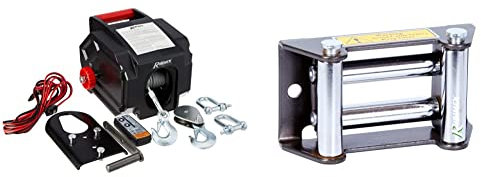 RIBITECH 4277 Treuils Voiture 5 tonnes Marche AV et AR 12 V Noir & PE12VGD Guide à Rouleaux pour câble PE12 V/2500