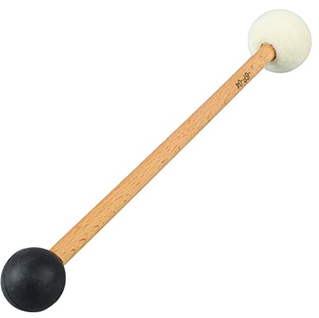 Trommelschlägel, Holz und Filz, Rutschfester Griff, Weicher Filz, Schlagzeugschlägel für Bassdrum und Percussion, Geeignetes Zubehör für Drummer und Musiker (Schwarz und Weiß, 23cm)