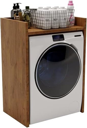 AKKE Waschmaschinenschrank Überbauschrank Für Waschmaschine 66x97x62 cm Wäschetrockner Schrank Waschmaschinenregal Badezimmerschrank Waschmaschinenüerbau Vintage Eiche
