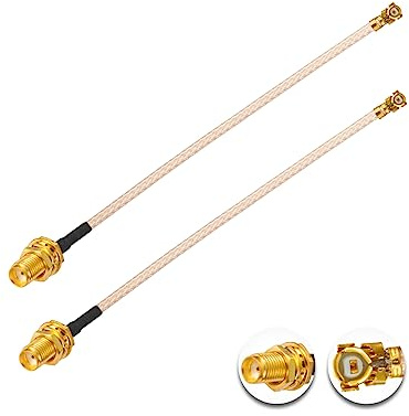Vecys 2 Stück U.F.L1 zu SMA Female Low Loss Koaxialkabel 4 /10CM U.F.L1 RG178 RF Koaxial Pigtail Kabel für Wireless Router Mini PCIE Netzwerkkarten PCI Wi-Fi WAN Repeater