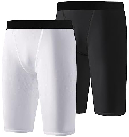 Hotfiary 2 Pack Shorts de Compression pour Garçons, sous-vêtements de Compression Spandex pour Enfants, Caleçon Garçon pour Basket-Ball, Football, Course à Pied, 6-14 Ans, Séchage Rapide