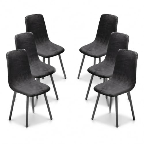 Stuhlbezüge Esszimmer Elastisch Jacquard Waschbar Dunkelgrau 6 Stück | Elastische Jacquard Stuhlbezüge schützen Esszimmerstühle vor Flecken und geben Küche, Hotel und Feier neuen Look.