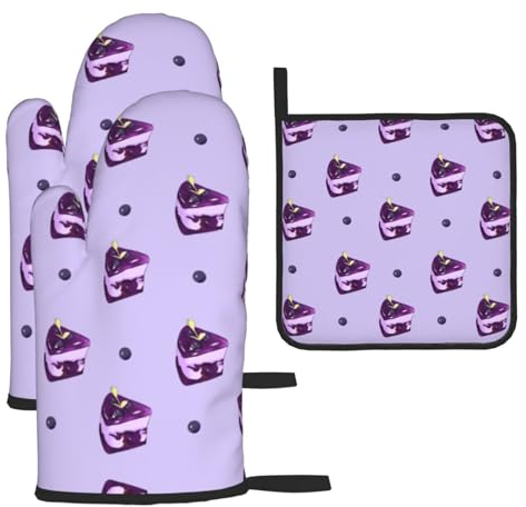 Blueberry Cake Lot de 3 gants de cuisine et maniques pour barbecue