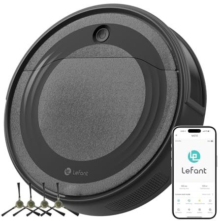 LEFANT M310 Robot Aspirador, 4500Pa Robot Aspirador con Navegación a Distancia Precisa, 180 Min, Filtro HEPA, WLAN Robot Aspirador, Ideal para Pelo de Mascota, Alfombras, Suelos Duros, Negro