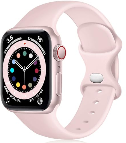 Epova Silicone Strap Compatible with Apple Watch Strap 40mm 38mm 41mm, Replacement Straps for iWatch SE Series 11 10 9 8 7 6 5 4 3 2 1, Light Pink, Small