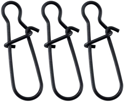 Alwonder Lot de 50 Agrafe Double en Noir Pêche Double Snap Fabriqué en INOX Permettent Changer Montages ou Leurres Facilement et Êviter Les Vrillages de Ligne #00