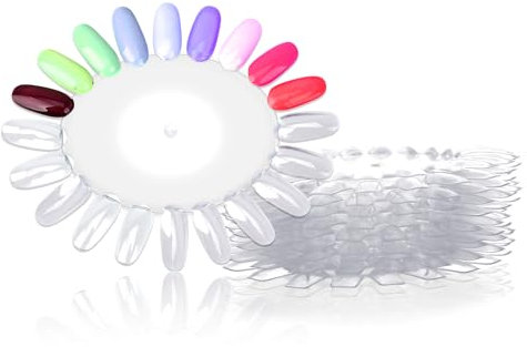 Lot de 10 présentoirs de présentation pour ongles, ronds, en forme de soleil, nuancier en plastique, vernis à ongles, carte de couleur pour nail art (transparent)