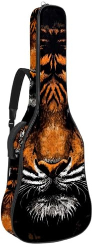 Bassgitarre Taschen mit Vintage Wild Tiger Print 74, Akustikgitarrentasche 101,6 cm E-Gitarrenkoffer, wasserdichte Oxford E-Gitarre Gigbag für akustische Konzertgitarre, Ukulele,