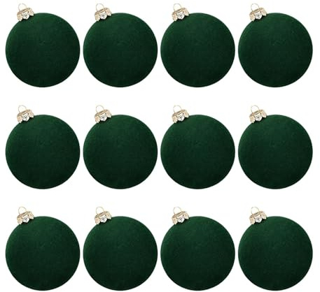 Samt Weihnachtsschmuck Kugel | 12 x große Samtkugeln | 6 cm Christbaumkugeln | beflockte Christbaumkugel Ornamente | bruchsichere Weihnachtskugeln für Außendekoration
