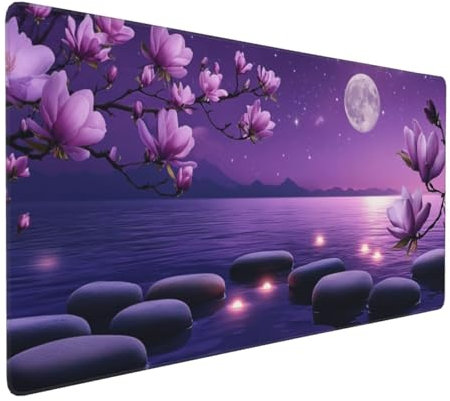 Gaming Mauspad XXL Rosa Mousepad 800x400x4mm Mondorchidee Verlängertes Mauspad Schreibtischauflage,Genähte Kanten Mauspad,Verbessert Präzision Geschwindigkeit Wasserdicht Geeignet für Büro und Spiele