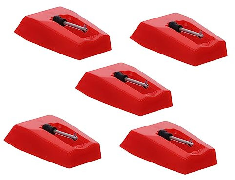QUMIIRITY Lot De 5 Aiguilles De Remplacement Stylet Pour Platine Vinyle Et Phonographe, Stylet Rouge Pour Tourne-disque, Accessoire Compatibilité Gramophone, Suivi Précis Pour Écoute Musicale