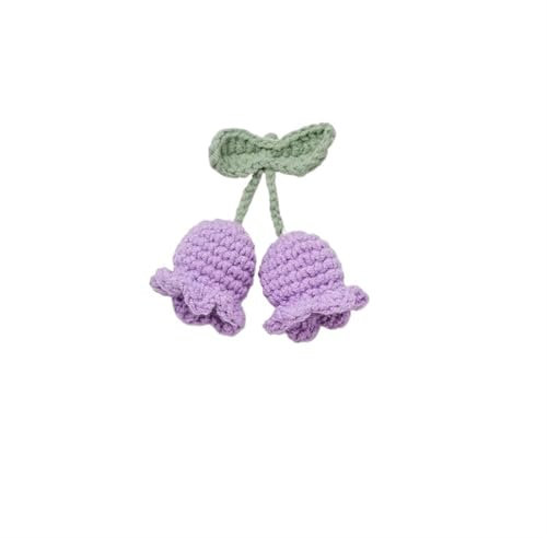 UZAMIRLEX, fiore artificiale di lana lavorato a ma Ciondoli di orchidee di giglio di fiori all'uncinetto Decorazione for auto a mano Ciondolo for borsa Accessorio da appendere all'uncinetto(S5 10x3cm)
