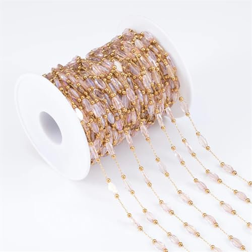 Bunte Kettenglied-Rollen, Handarbeit Farbe Kette ， 2 Meter 1 Meter Steine ​​Perlen Edelstahl bunte Kristallperlen Ketten for DIY Halskette Armband Schmuckherstellung(9,2meters)