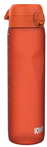 ION8 1 Liter Vattenflaska med Tidsmarkeringar, Läcksäker, Flip-lock, Bärhandtag, Diskmaskinssäker, BPA-fri, Perfekt för Gym, Hälsa och Fitness, 1000 ml/32 oz, Motivator Vit