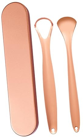 Healeved Raschietto Linguale in Acciaio Resistente Kit Pulizia Orale Raschietto Per Lingua Pulisci Lingua Per Adulti Design Ergonomico Antiscivolo
