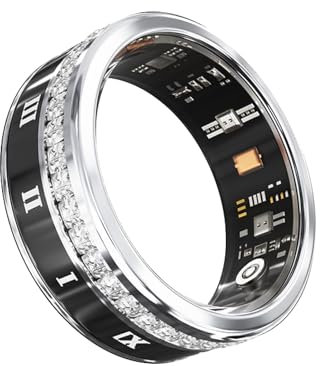 Bague intelligente multifonctionnelle, tracker d'activité avec analyse précise des données, étanche for un style de vie actif, convient à tous les âges, en salle de sport ou en voyage.(Silver,#13)