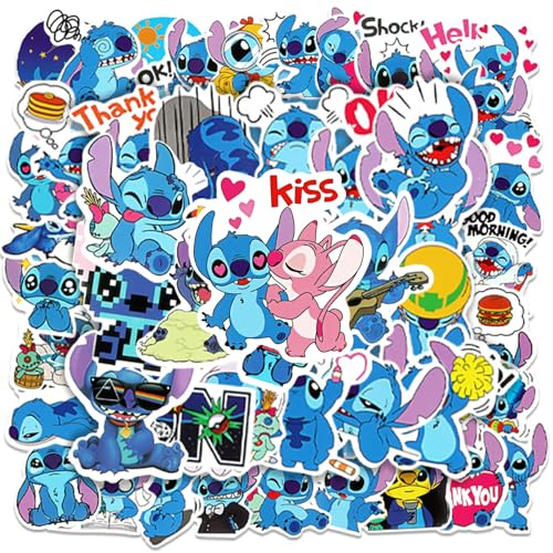S-titch Lot de 100 autocollants pour enfants, imperméables, mignons, pour valise, vélo, ordinateur portable, voitures, bricolage, tatouage, vinyle pour anniversaire d'enfant, petit cadeau, festival