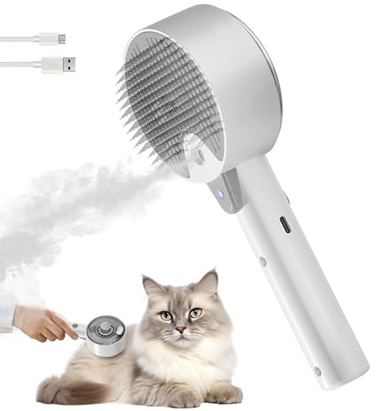 KatzenbüRste Mit Dampf Dampfbürste Katze 4 in 1 Multifunktionale Katzen Bürste Katzen Dampfbürste für Massage, Pflege Und Haarentfernung Tierhaarbürste Dampfbürste Mit Wassertank und Spray Cat Brush