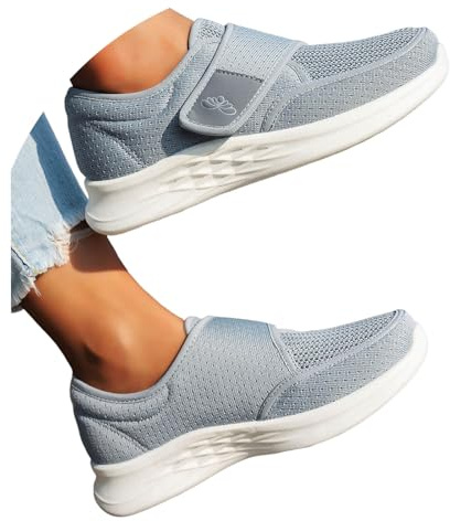 NAFING Chaussure de Marche Femme Lacets en Velcro Plate Chaussures Mode et Sport pour Femmes Amortissement accru et Soulagement des Pieds Orthopédiques Baskets Légères et Confortables Sneakers
