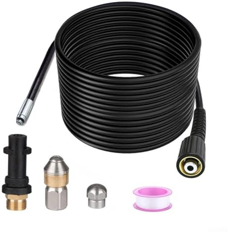 ZiStarlilife Tuyau de nettoyage des canalisations pour nettoyeur haute pression Karcher K2-K7 - 180 bar - 15 m/20 m - Avec kit de buse rotative