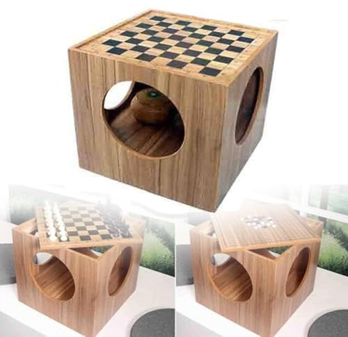 JXYQ 2-in-1-Schach-Go-Tischset, Schachtisch aus Holz, Schachbrett-Couchtischmöbel, Schachspiel-Brettspiel für Familienbrettspiele 43 x 43 x 41 cm