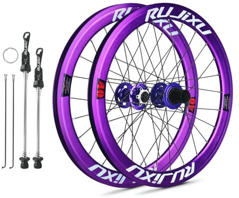 LSRRYD Scheibenbremse Fahrradfelge 20 Zoll Hinterrad+vorderrad Laufradsatz 406/451 BMX Laufradsatz Schnellspanner Aluminium Klapprad Laufradsatz Geeignet Für 7-12 Gänge(406)