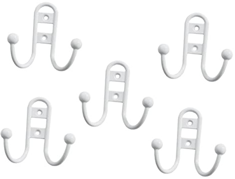 Ipetboom 5Pcs European Style Double Wall Hooks Zinc Alloy Cabinet Hangers for Bathroom Kitchen Bedroom Living Wall Mounted Coat and Hat Organizer with Slip Arc Design