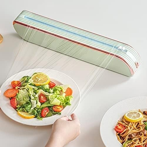 SHRGOMPIT Cling Film Dispenser,Cling Film Cutter Dispenser, Reusable Food Wrap Cutter Cutter,with Slide Cutter for Kitchen, Restaurant, Supermarket Packing Fruits and Vegetables Cutting