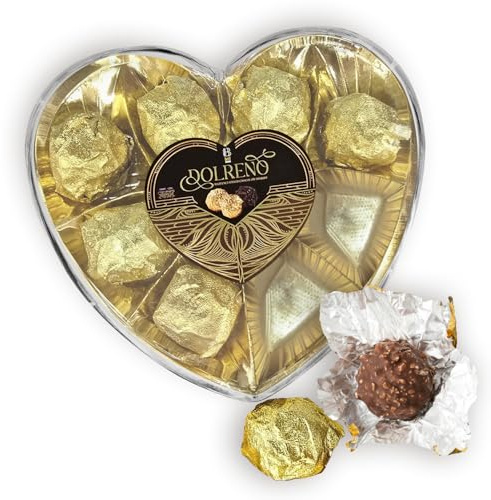 Dolreno Hazelnut Filled Chocolate Hearts – Milk Chocolates in Heart-Shaped Tray, Pack of 1– Premium Chocolate Gift for Her or Him - 100gr