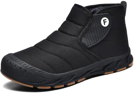 TRAILBLITZ Men's Winter Snow Boots Water Resistant Slip On Warm Faux Fur Lined Ankle Boot Non Slip for Outdoor Casual Walking Shoes (10.5 Men, AllBlack)