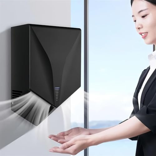 TUPOSTAR Asciugamani Elettrico, Dispositivo Automatico A Induzione da 1500 W Ad Asciugatura Rapida, Asciugatura Rapida in 6-10 Secondi, Montaggio A Parete per Bagni,Nero
