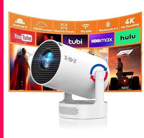 Mini Projector 1080P FHD with Android 11, 4K Supported, 320 ANSI Lumens, HiFi Speaker, WiFi 6 & Bluetooth 5.0 – Ideal Projector for Bedroom, Ceiling & Home Theater