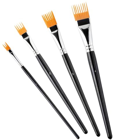Pennelli per Pittura Acrilica | 4 Pezzi con Manico in Legno - Pennelli Artistici per la Pittura su Tela | Adatti a Adulti e Principianti Scuola a Casa Tela Tessuto Ceramica e Olio
