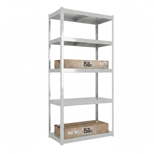 baudim Schwerlastregal 200x100x40, 5 Metallböden, 750 kg, Stahl, Verzinkt | Pflegeleicht und feuchtigkeitsbeständig, ideal als XL-Garagenregal, Werkstattregal, Kellerregal oder Vorratsregal für Kisten.