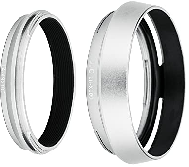 JJC Objektivadapter und Gegenlichtblende für Fujifilm FinePix X100VI, X100V, X100F, X100S, X100T, X100, X70 Ersetzt Fujifilm LH-X100 Sonnenblende Silber