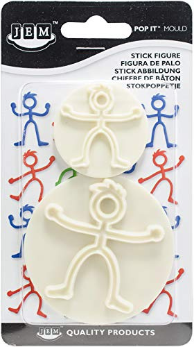 PME 2-Piece Large/Small Pop It Stick Figure Shaped Mould for Cake Decorating, Ivory, 1.6 x 9.1 x 16 cm 1102EP021