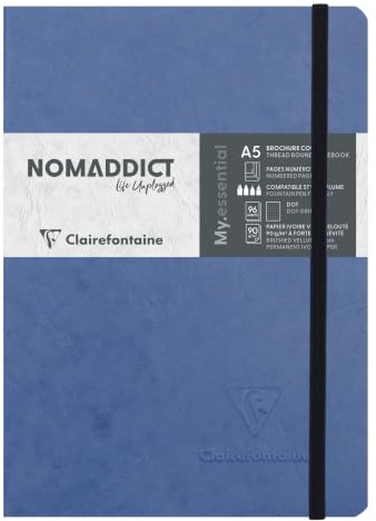 Clairefontaine 793434C Notizbuch AgeBag My Essentials, DIN A5, 14,8 x 21 cm, 96 Blatt, dot, nummeriert, 90g, 1 Stück Blau