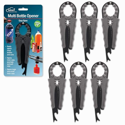 JOKARI Apribottiglie Multiuso - 6 apribottiglie per Birra, apribottiglie, apribottiglie, apriscatole, Smalto per Unghie, Ottimo per artrite o Mani deboli